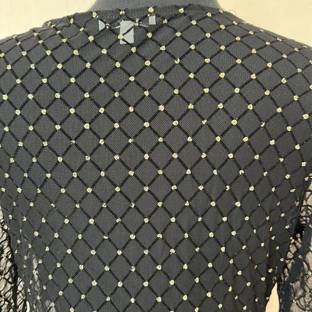 A.U.W. Black Sheer Long Sleeve Mesh Glitter Velvet Dress Fairy Whimsigoth Sz XL - Picture 11 of 15